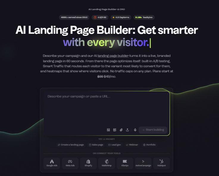 AI Landing Page Builder: Get smarter with every click.