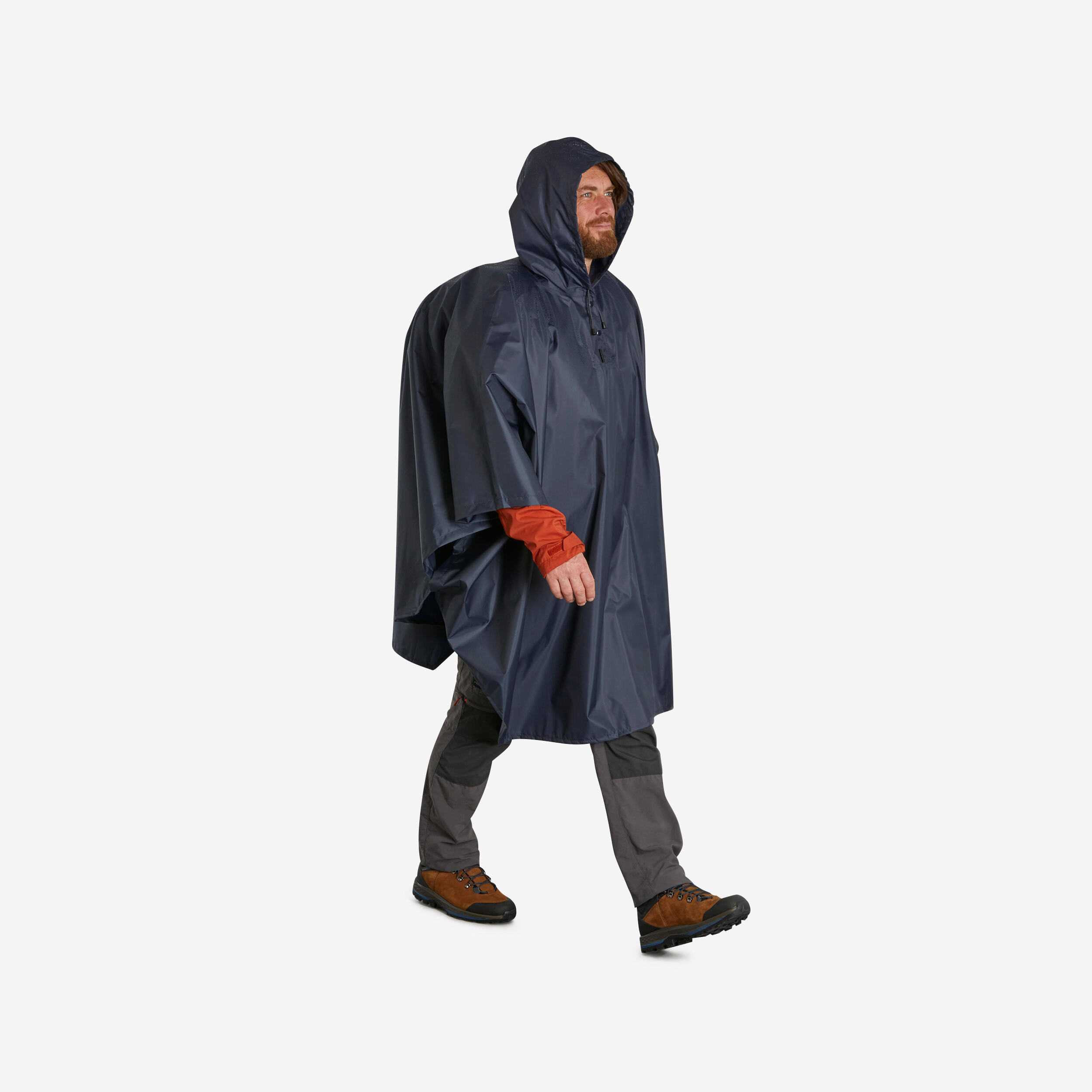 Rain Poncho Unisex Hiking Lightweight Waterproof 0-30L - Dark Blue